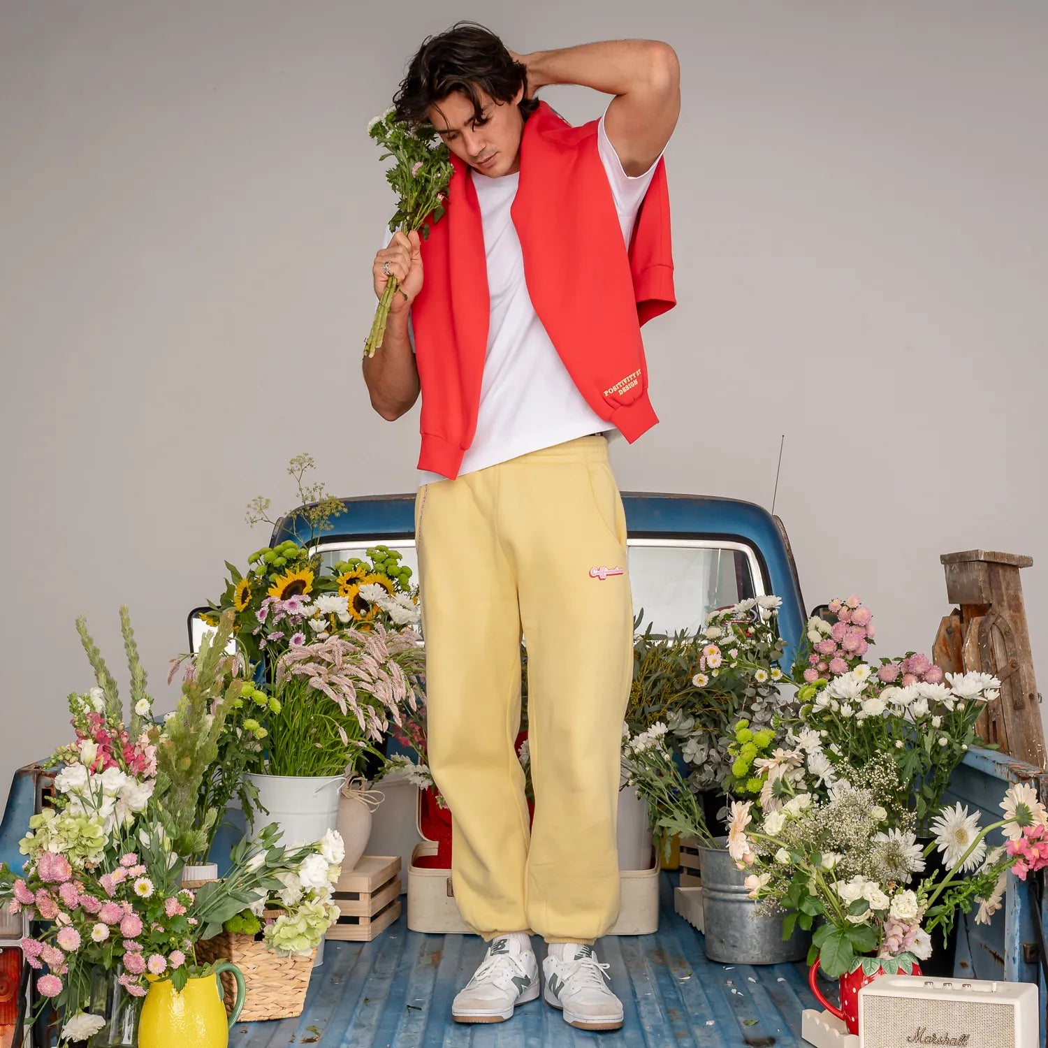 FLOWER TRACK PANTS - BUTTER YELLOW