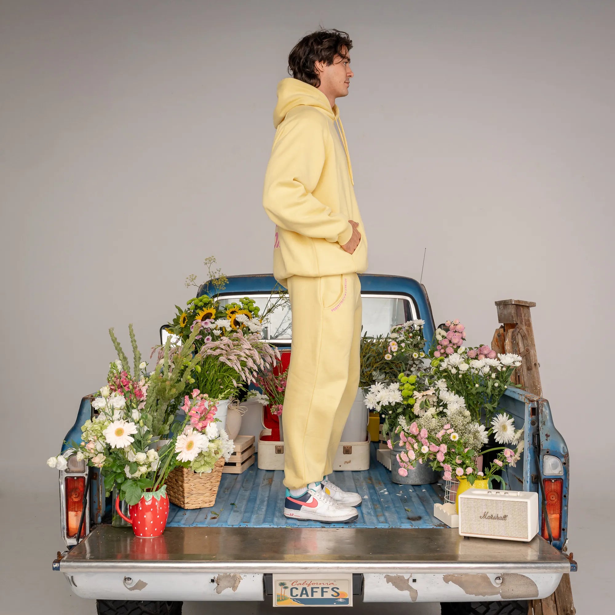 FLOWER TRACK PANTS - BUTTER YELLOW