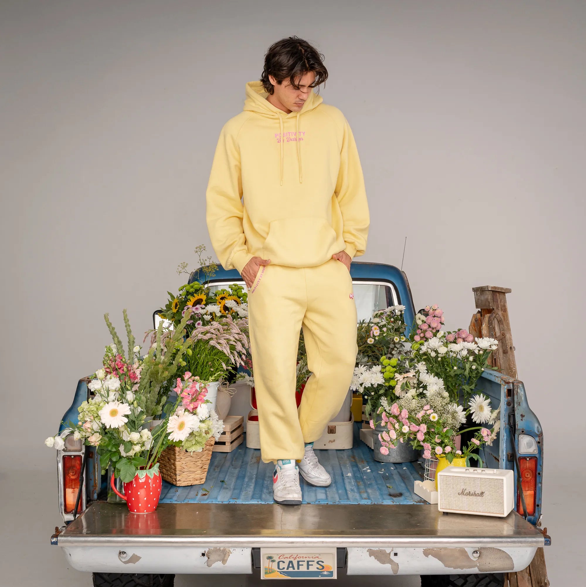 FLOWER TRACK PANTS - BUTTER YELLOW
