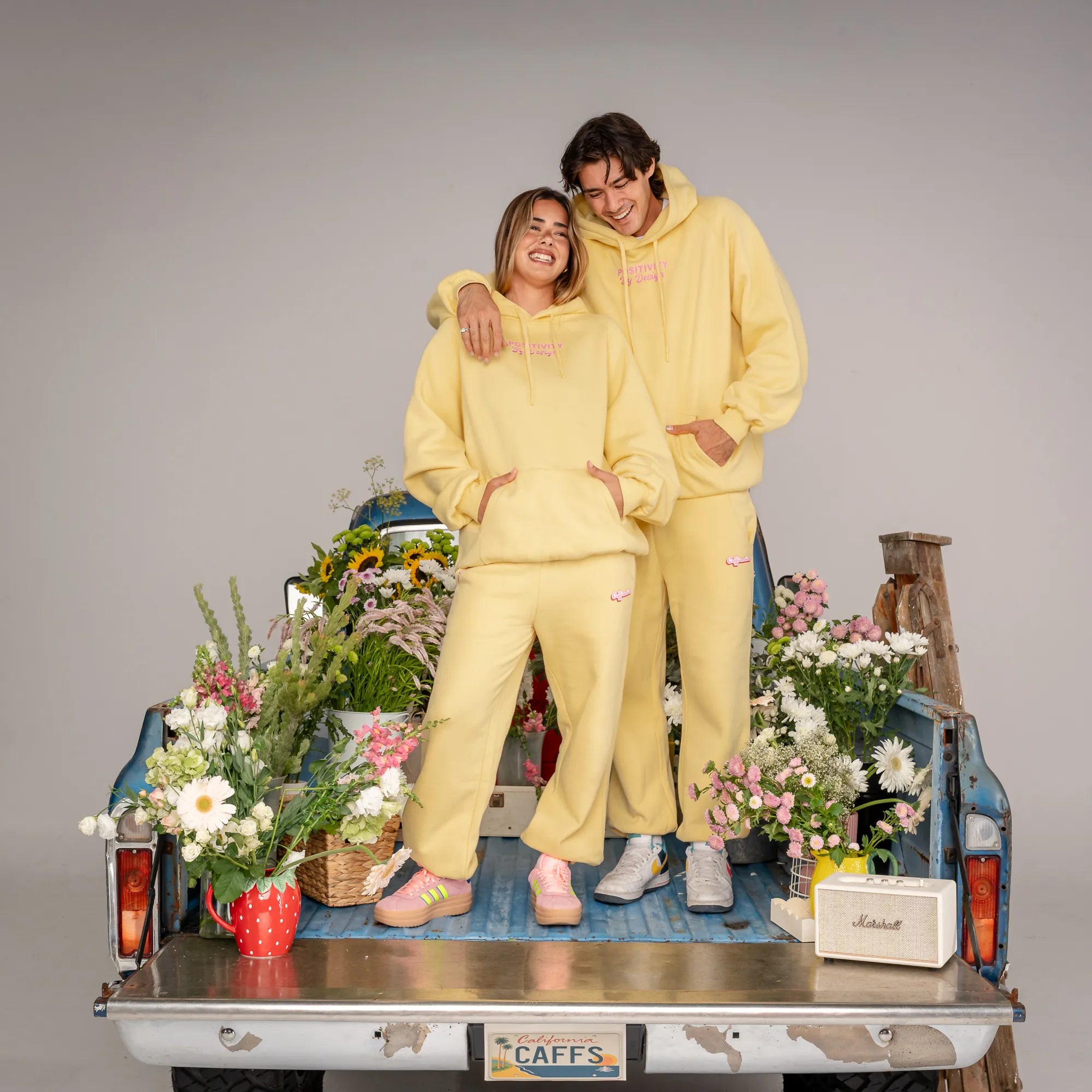 FLOWER TRACK PANTS - BUTTER YELLOW