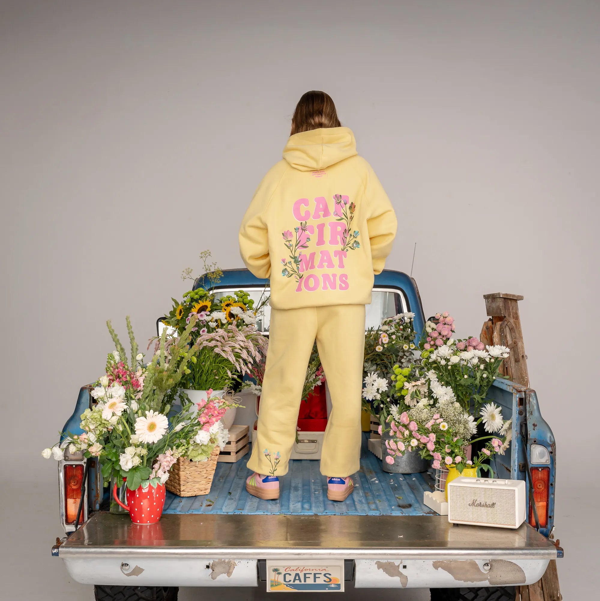 FLOWER TRACK PANTS - BUTTER YELLOW