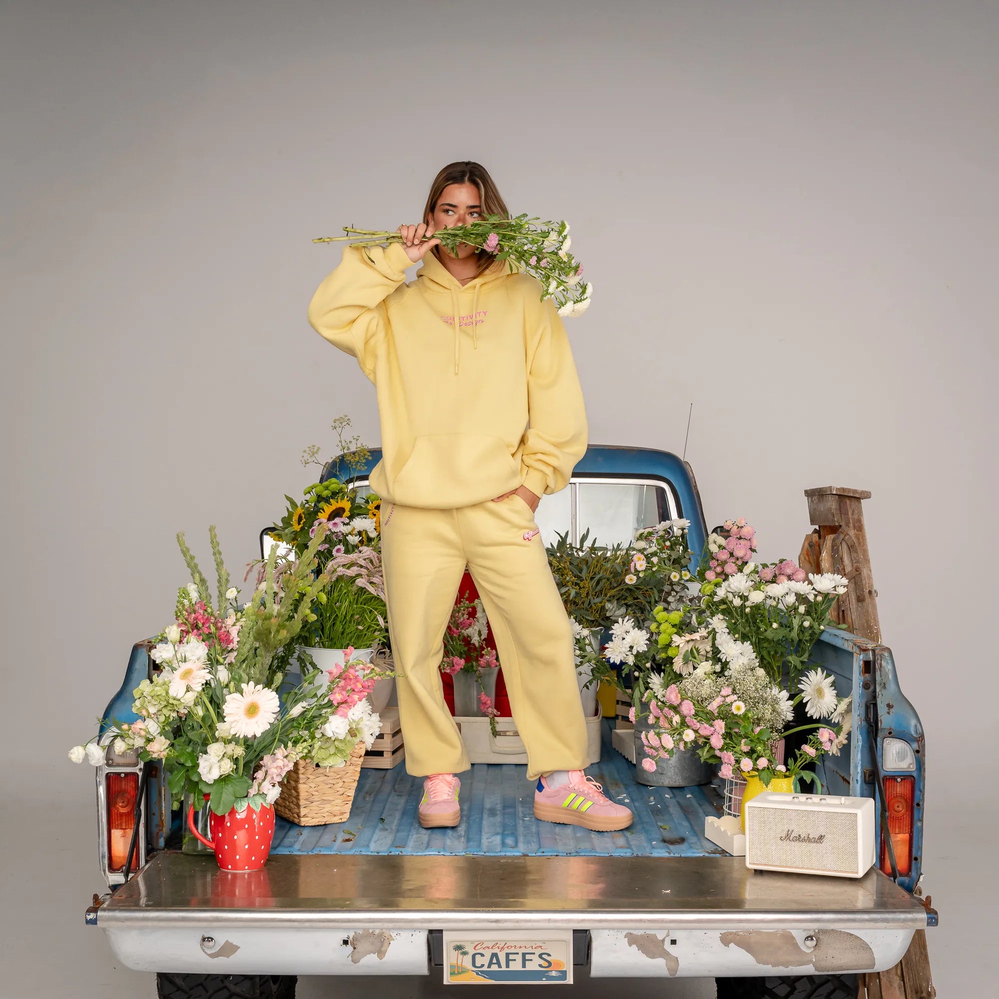 FLOWER TRACK PANTS - BUTTER YELLOW